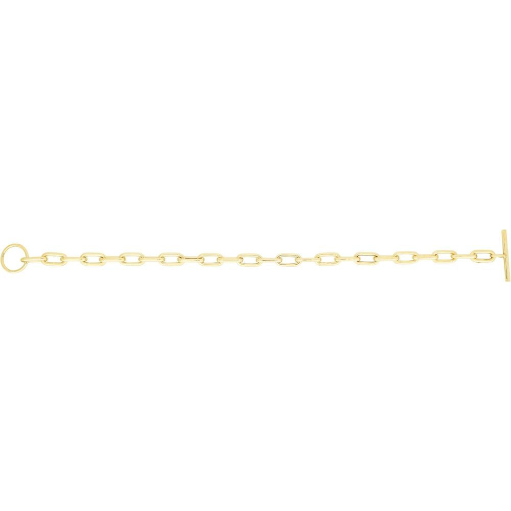14K Yellow Gold Paperclip Toggle Link Chain Necklace - 18.5" Length by Orozza Fine Jewelry