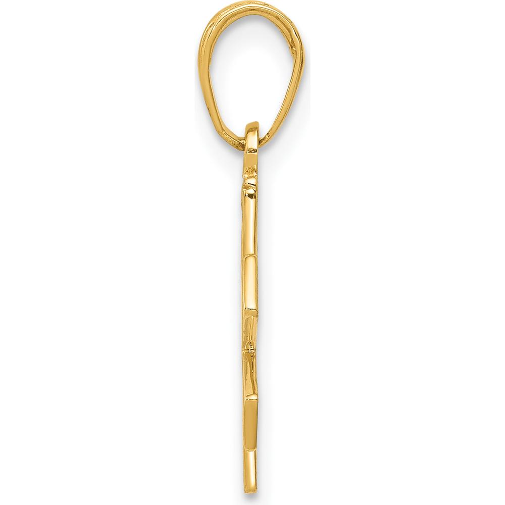 14K Yellow Gold Paramedic Caduceus Symbol Pendant - Polished Finish with Textured Back by Oro Pregiato