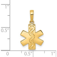 14K Yellow Gold Paramedic Caduceus Symbol Pendant - Polished Finish with Textured Back by Oro Pregiato