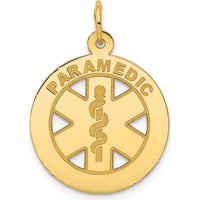14K Yellow Gold Paramedic Medical Pendant with Caduceus Symbol - Polished Finish by Oro Pregiato