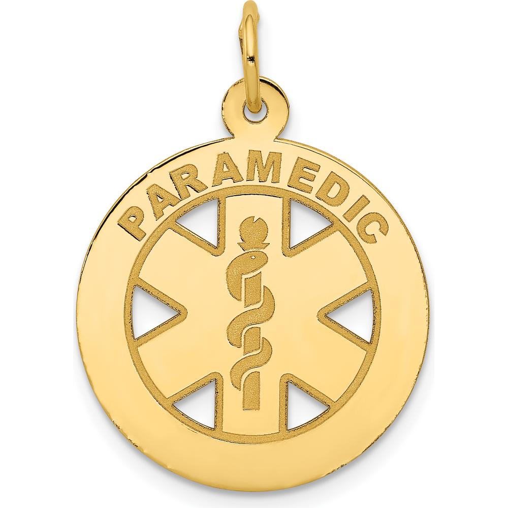 14K Yellow Gold Paramedic Medical Pendant with Caduceus Symbol - Polished Finish by Oro Pregiato