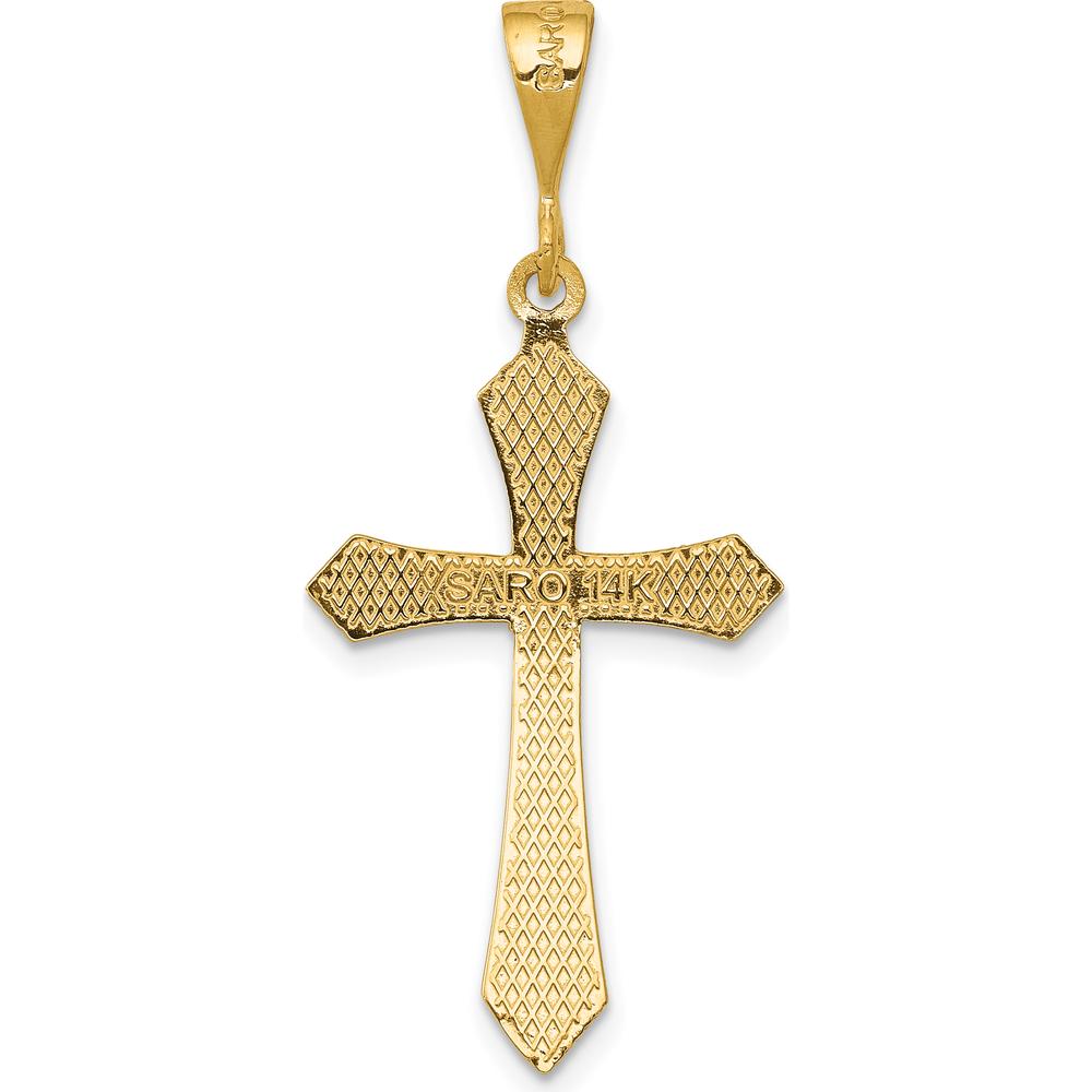 14K Yellow Gold Passion Cross Pendant - 38mm Length, 16mm Width by Oro Pregiato