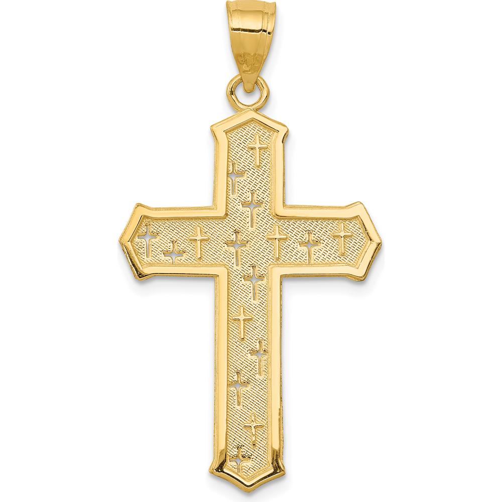 14K Yellow Gold Passion Cross Pendant Necklace - 34mm Length by Oro Pregiato