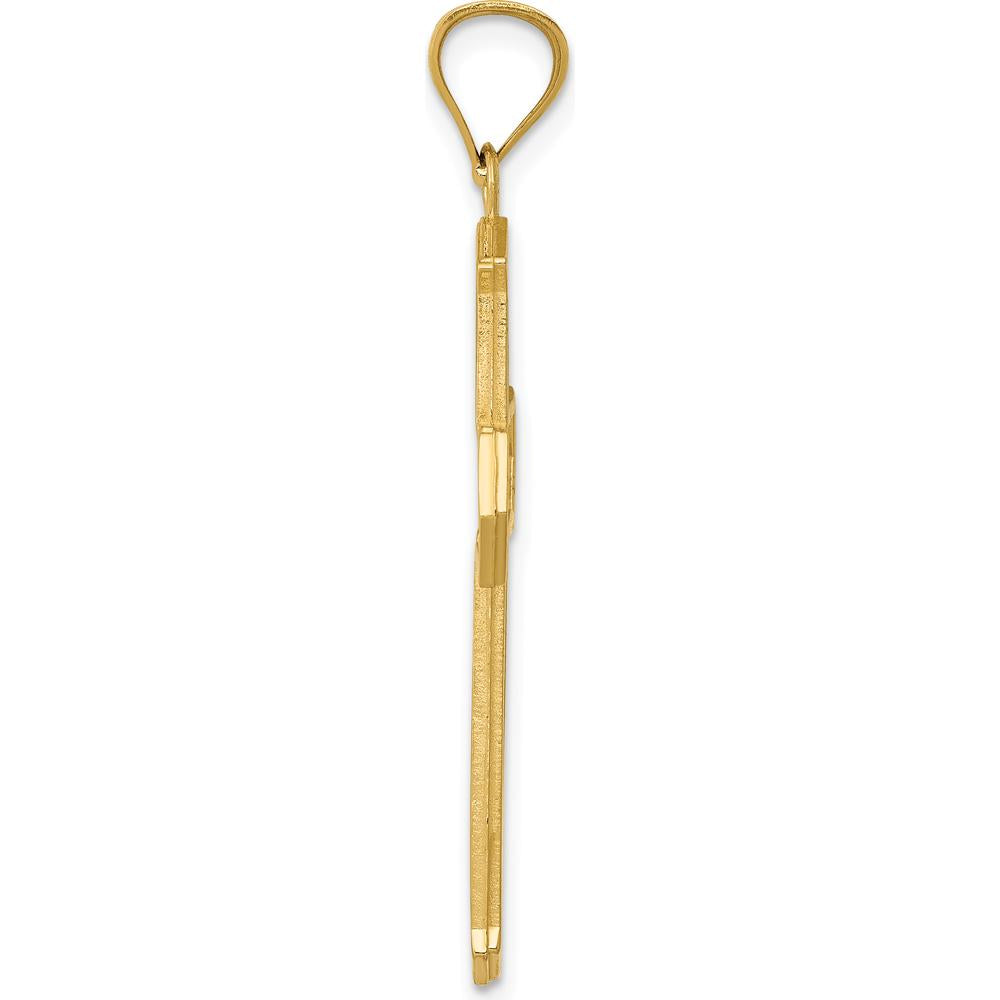 14K Yellow Gold Passion Cross Pendant Necklace - 34mm Length by Oro Pregiato