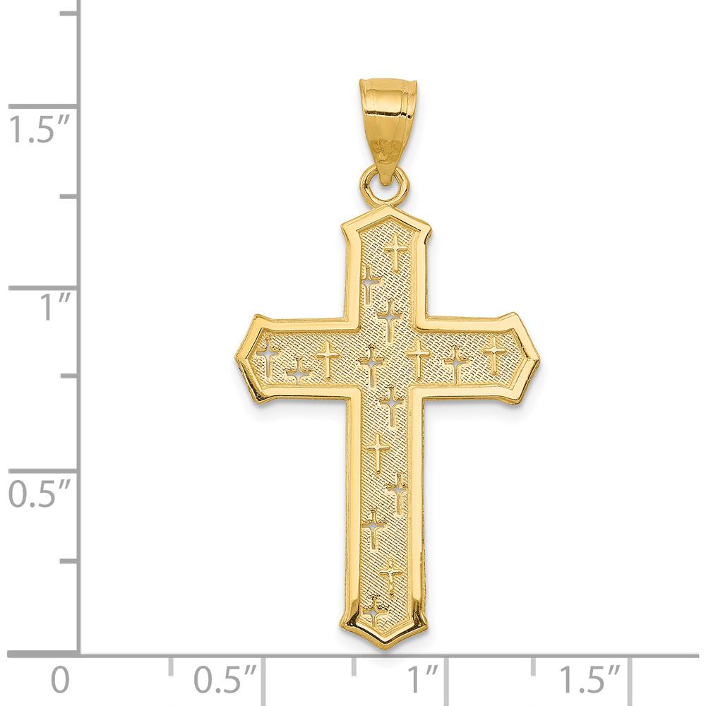 14K Yellow Gold Passion Cross Pendant Necklace - 34mm Length by Oro Pregiato