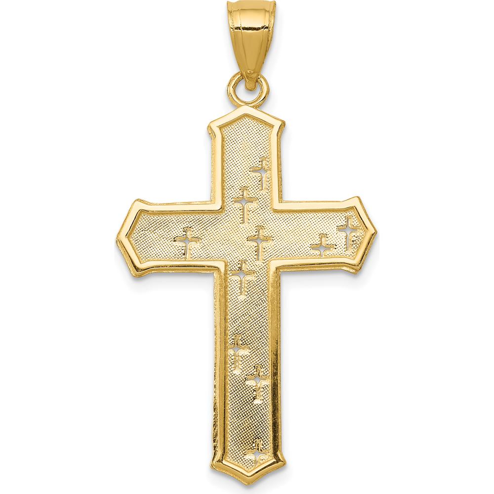 14K Yellow Gold Passion Cross Pendant Necklace - 34mm Length by Oro Pregiato