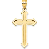 14K Yellow Gold Passion Cross Pendant - Polished Flat Back Design by Oro Pregiato