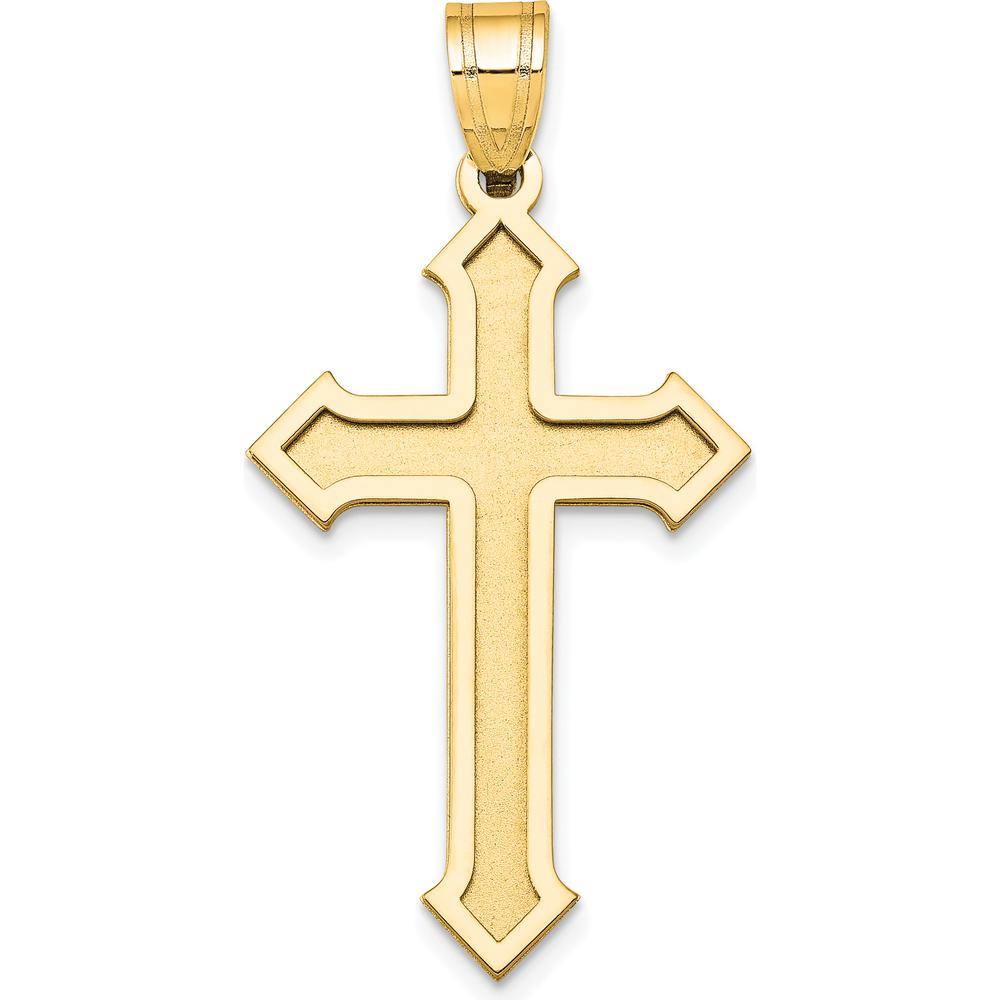 14K Yellow Gold Passion Cross Pendant - Polished Flat Back Design by Oro Pregiato