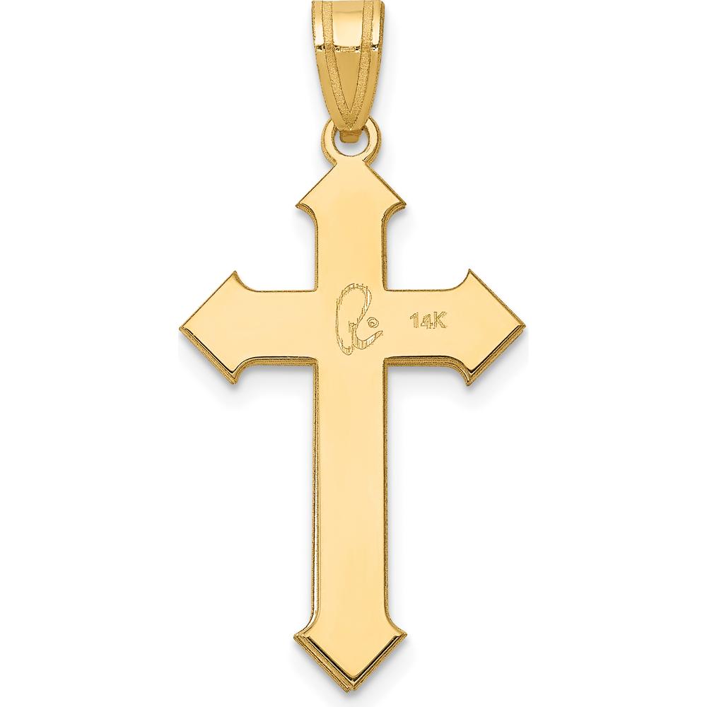 14K Yellow Gold Passion Cross Pendant - Polished Flat Back Design by Oro Pregiato