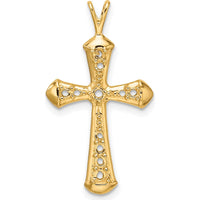 14K Yellow Gold Passion Cross Pendant with Four Round Stone Settings by Oro Pregiato