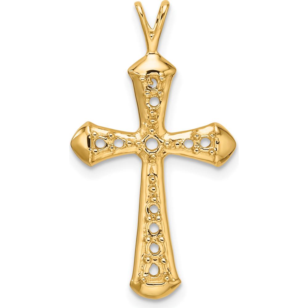 14K Yellow Gold Passion Cross Pendant with Four Round Stone Settings by Oro Pregiato
