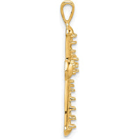 14K Yellow Gold Passion Cross Pendant with Four Round Stone Settings by Oro Pregiato