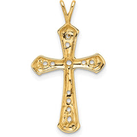 14K Yellow Gold Passion Cross Pendant with Four Round Stone Settings by Oro Pregiato