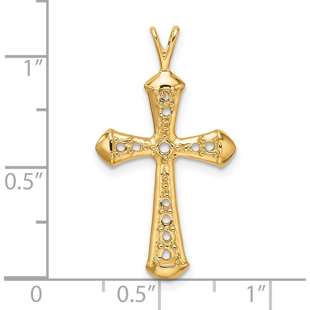 14K Yellow Gold Passion Cross Pendant with Four Round Stone Settings by Oro Pregiato