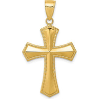 14K Yellow Gold Passion Cross Pendant with Milgrain Detail - 29mm Length by Oro Pregiato