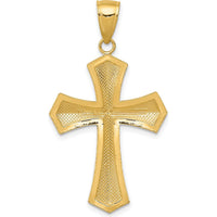 14K Yellow Gold Passion Cross Pendant with Milgrain Detail - 29mm Length by Oro Pregiato