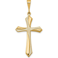 14K Yellow Gold Passion Cross Pendant with Textured Design - 43mm Length by Oro Pregiato