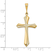 14K Yellow Gold Passion Cross Pendant with Textured Design - 43mm Length by Oro Pregiato