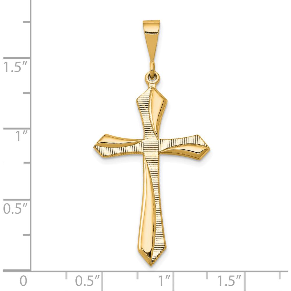 14K Yellow Gold Passion Cross Pendant with Textured Design - 43mm Length by Oro Pregiato