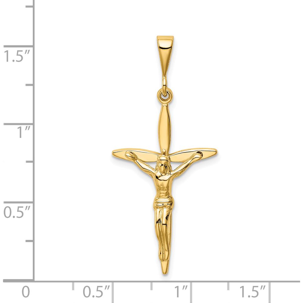 14K Yellow Gold Passion Crucifix Pendant - 41mm Length, 18mm Width by Oro Pregiato