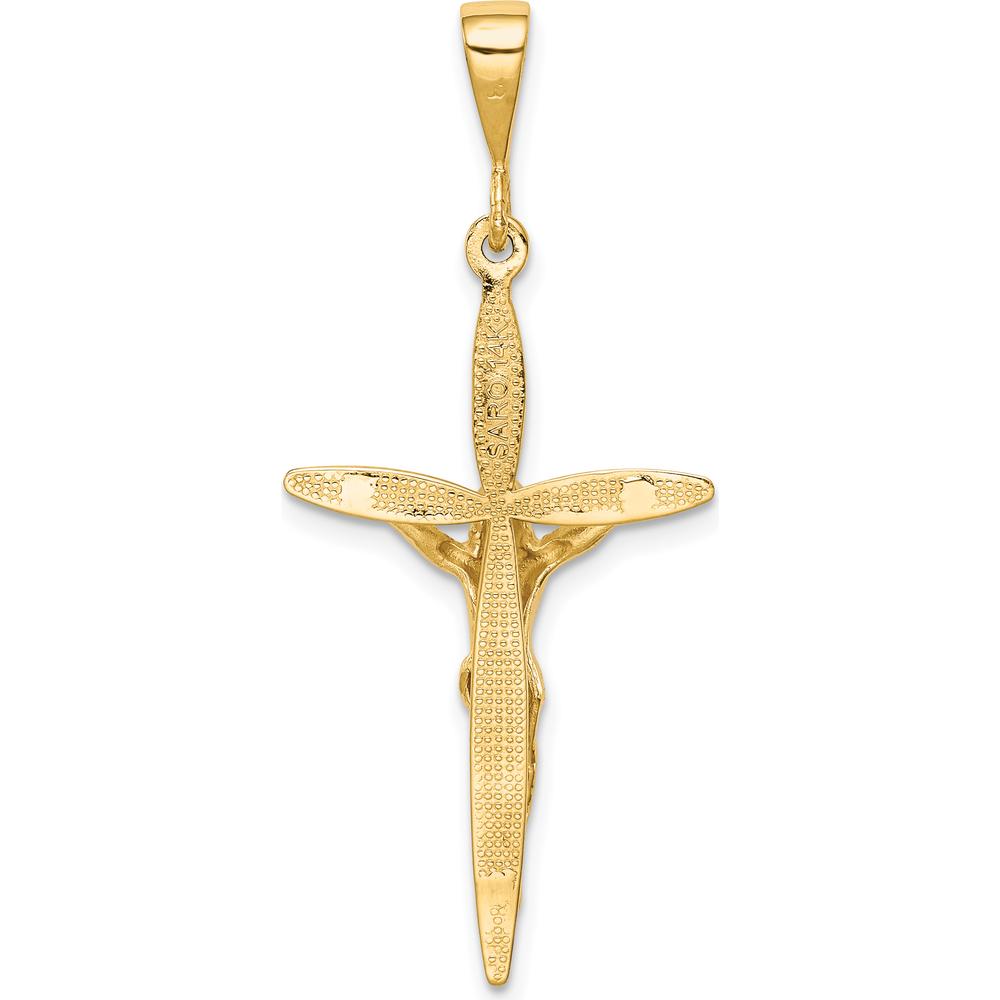 14K Yellow Gold Passion Crucifix Pendant - 41mm Length, 18mm Width by Oro Pregiato