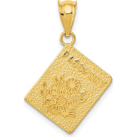 14K Yellow Gold Passport Charm with Textured Finish by Oro Pregiato