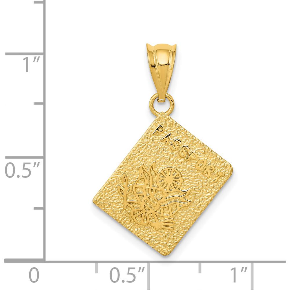 14K Yellow Gold Passport Charm with Textured Finish by Oro Pregiato