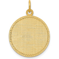 14K Yellow Gold Patterned Engravable Disc Charm with Diamond-Cut Edges by Oro Pregiato