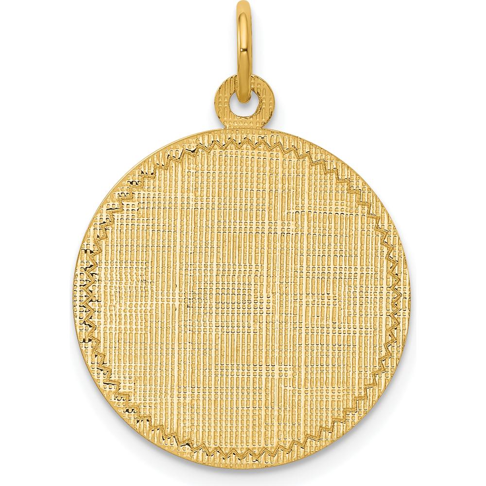 14K Yellow Gold Patterned Engravable Disc Charm with Diamond-Cut Edges by Oro Pregiato