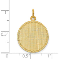 14K Yellow Gold Patterned Engravable Disc Charm with Diamond-Cut Edges by Oro Pregiato