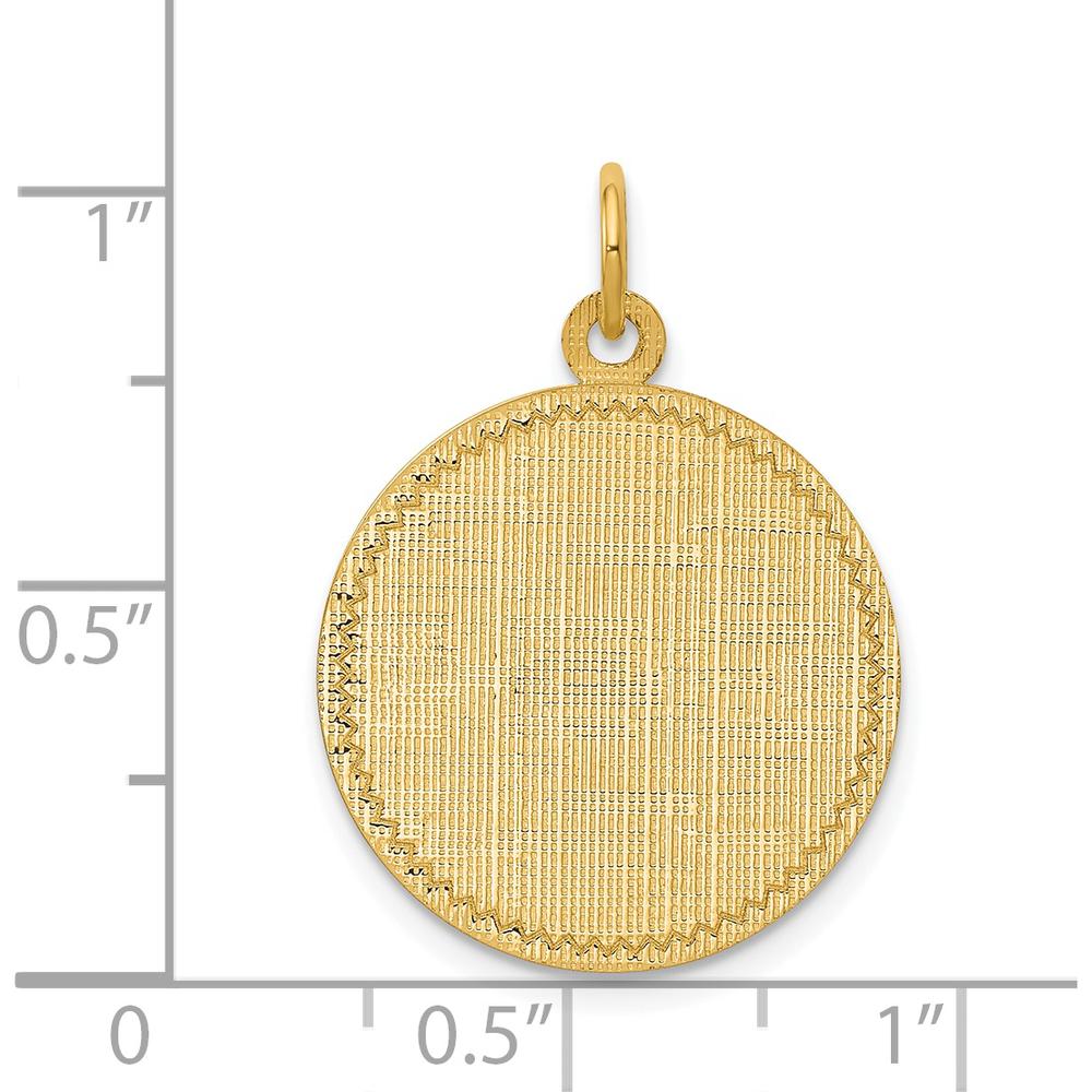 14K Yellow Gold Patterned Engravable Disc Charm with Diamond-Cut Edges by Oro Pregiato