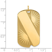 14K Yellow Gold Patterned Engravable Dog Tag Charm - 39mm Length by Oro Pregiato