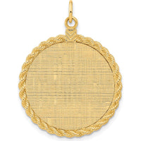 14K Yellow Gold Patterned Rope Disc Pendant with Satin Back - 36mm Length by Oro Pregiato