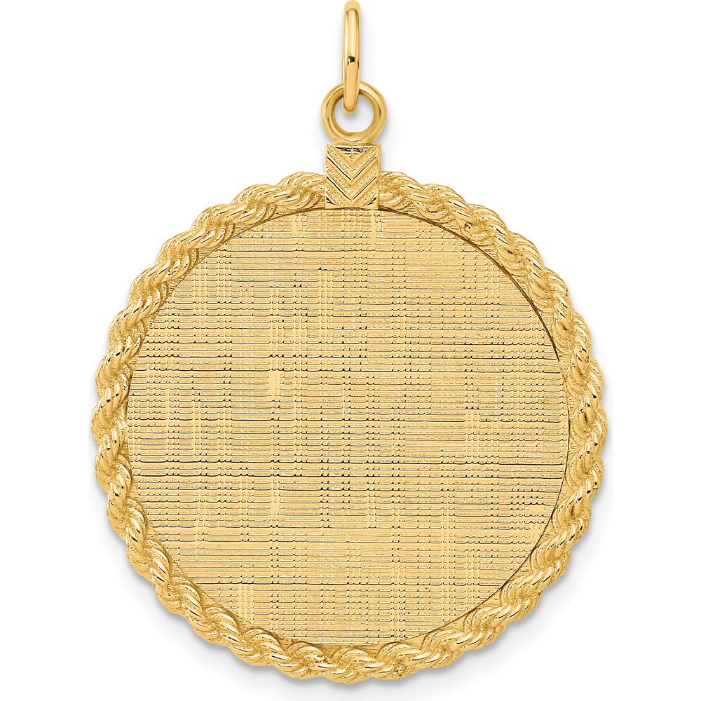 14K Yellow Gold Patterned Rope Disc Pendant with Satin Back - 36mm Length by Oro Pregiato