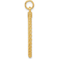 14K Yellow Gold Patterned Rope Disc Pendant with Satin Back - 36mm Length by Oro Pregiato