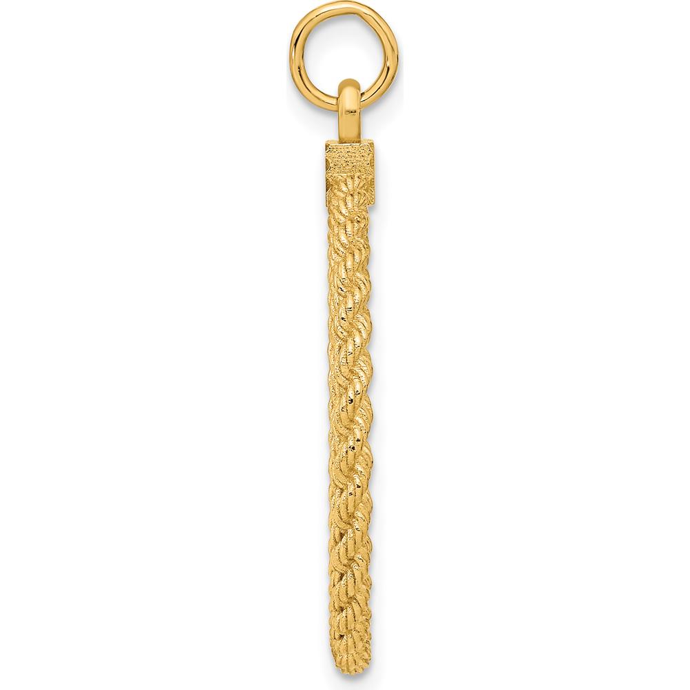 14K Yellow Gold Patterned Rope Disc Pendant with Satin Back - 36mm Length by Oro Pregiato