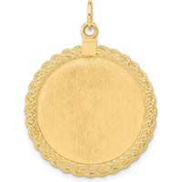14K Yellow Gold Patterned Rope Disc Pendant with Satin Back - 36mm Length by Oro Pregiato