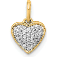 14K Yellow Gold Pave Diamond Heart Pendant - 0.004 Carat Total Diamond Weight by Oro Pregiato