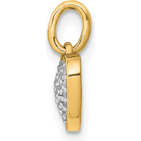 14K Yellow Gold Pave Diamond Heart Pendant - 0.004 Carat Total Diamond Weight by Oro Pregiato