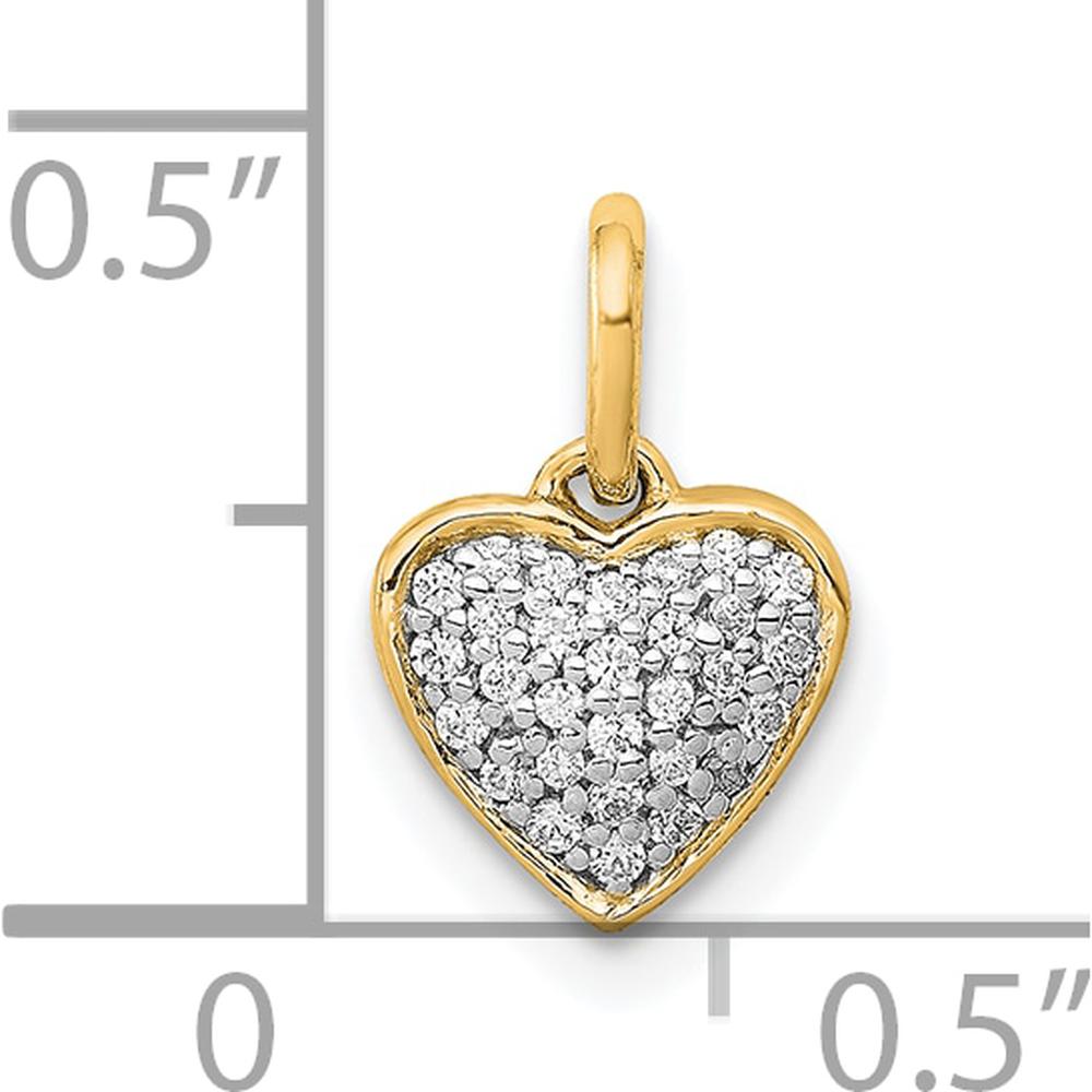 14K Yellow Gold Pave Diamond Heart Pendant - 0.004 Carat Total Diamond Weight by Oro Pregiato