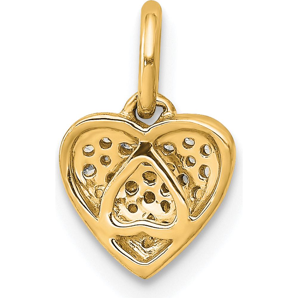 14K Yellow Gold Pave Diamond Heart Pendant - 0.004 Carat Total Diamond Weight by Oro Pregiato