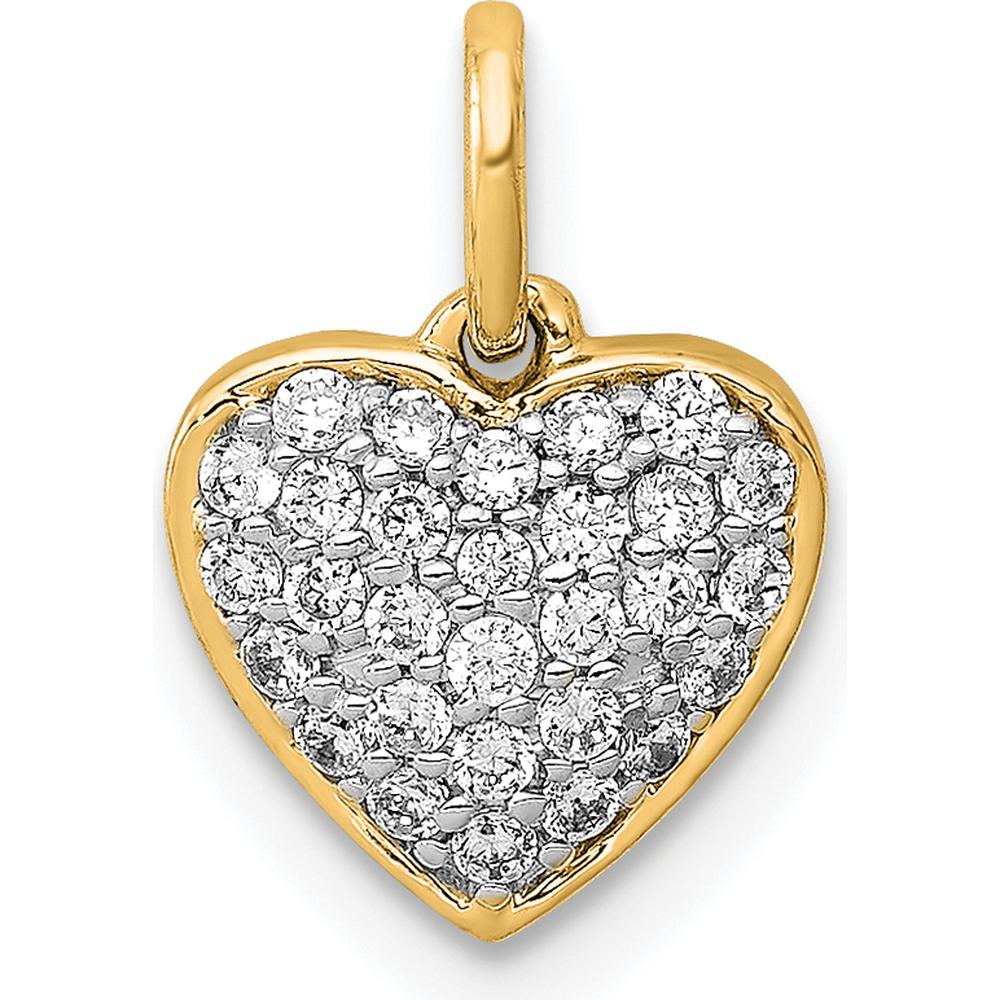 14K Yellow Gold Pave Diamond Heart Pendant - 1/5 Carat Total Diamond Weight by Monteluci Fine Jewelry