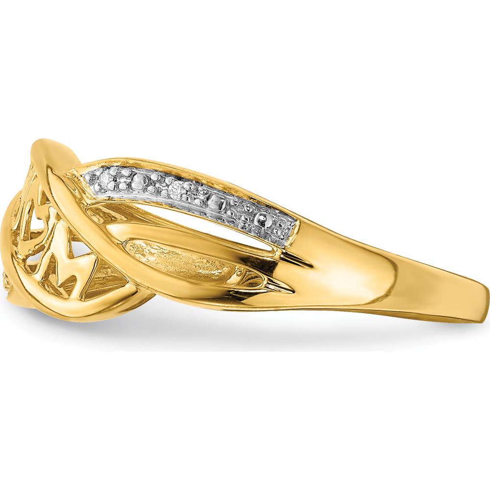 14K Yellow Gold Pave Diamond MOM Ring with Rhodium Accents - 0.012 Carat Total Diamond Weight by 0