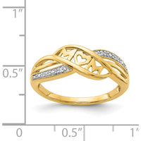 14K Yellow Gold Pave Diamond MOM Ring with Rhodium Accents - 0.012 Carat Total Diamond Weight by 0
