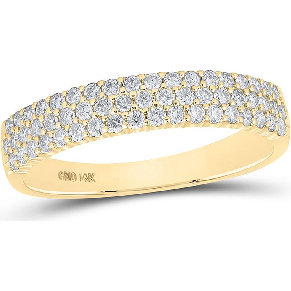 14K Yellow Gold Pave-Set Round Diamond Band Ring - 1/2 Carat Total Diamond Weight