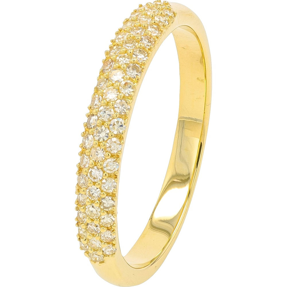 14K Yellow Gold Pavé Set Round Diamond Stackable Band - 0.26 Carat Total Diamond Weight