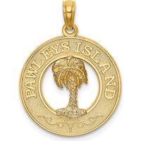 14K Yellow Gold Pawleys Island Palm Tree Pendant Charm - Polished Finish by Oro Pregiato