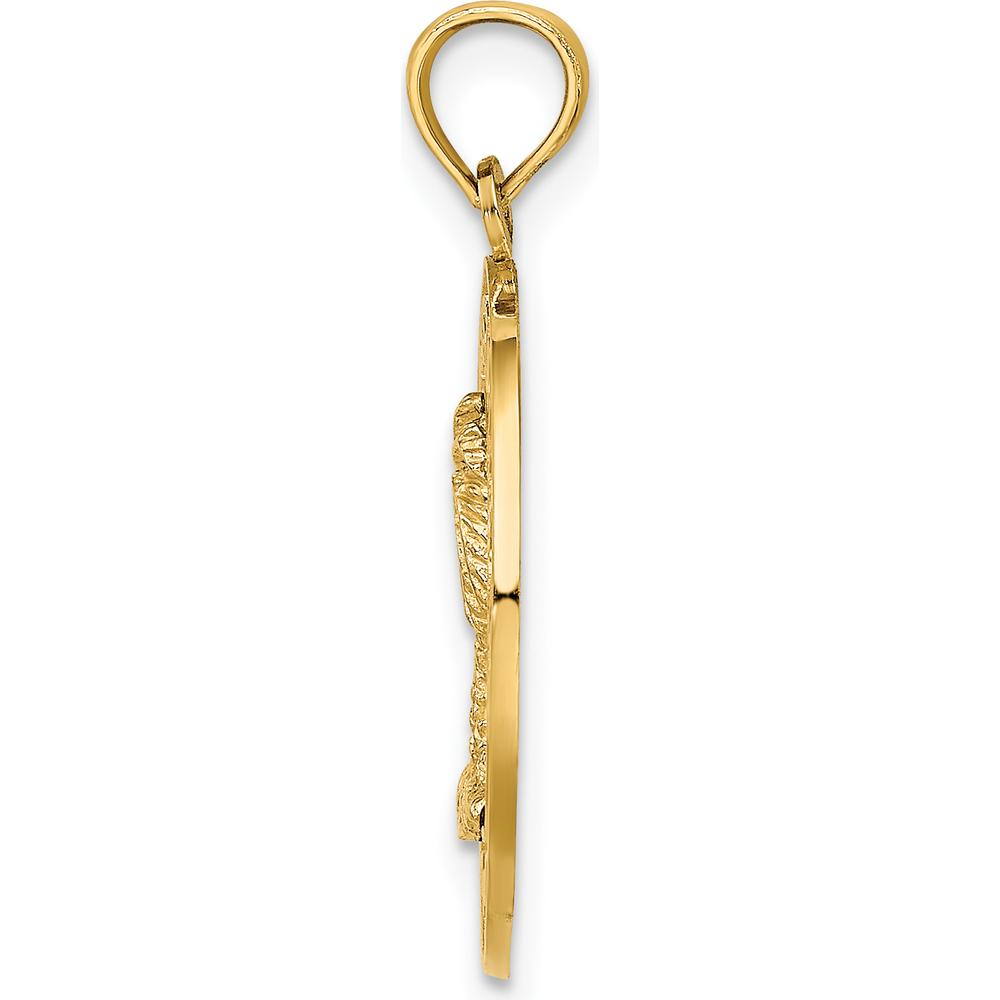 14K Yellow Gold Pawleys Island Palm Tree Pendant Charm - Polished Finish by Oro Pregiato
