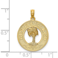 14K Yellow Gold Pawleys Island Palm Tree Pendant Charm - Polished Finish by Oro Pregiato