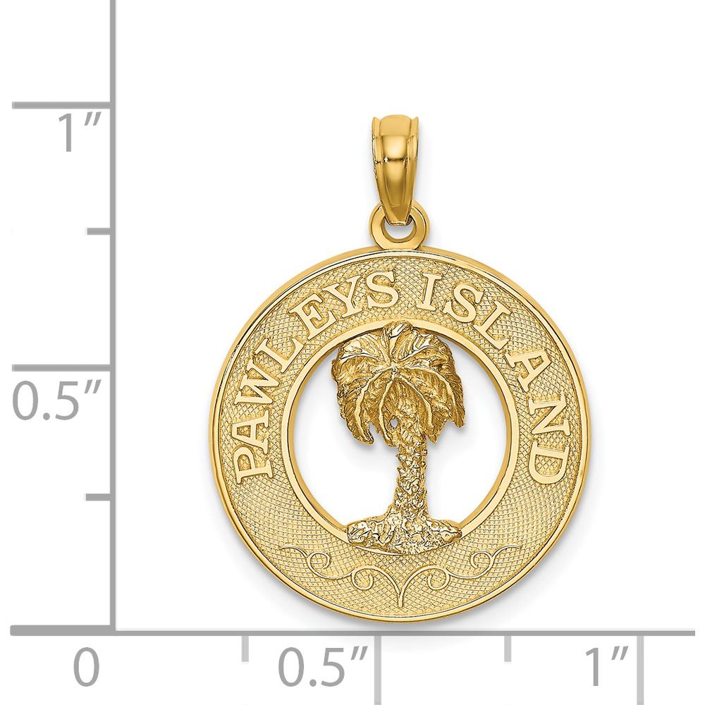 14K Yellow Gold Pawleys Island Palm Tree Pendant Charm - Polished Finish by Oro Pregiato